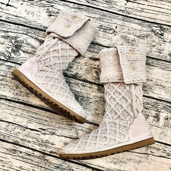 UGG⚡️Auth Light Grey Classic Cardy Knit Boots_6 - Picture 6 of 12